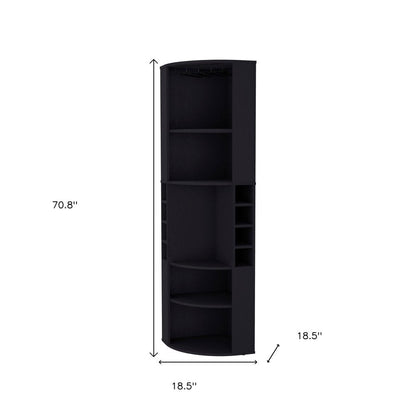 19" Black Wood Corner Bar Cabinet