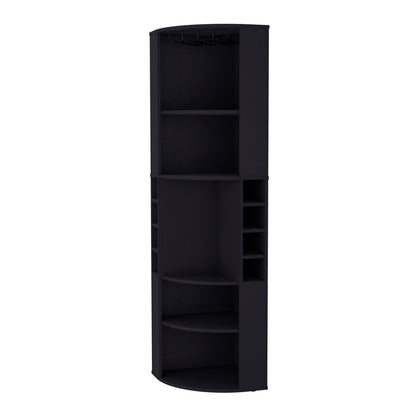 19" Black Wood Corner Bar Cabinet