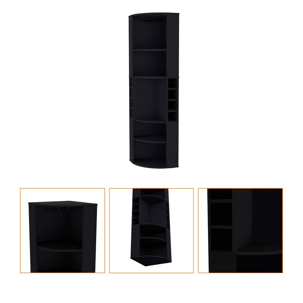 19" Black Wood Corner Bar Cabinet — view 3