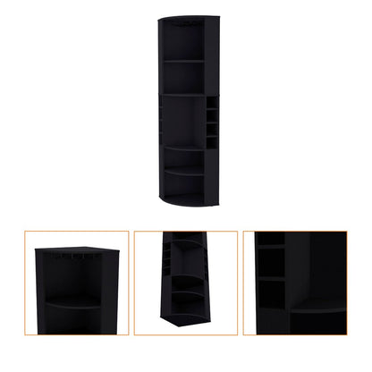 19" Black Wood Corner Bar Cabinet