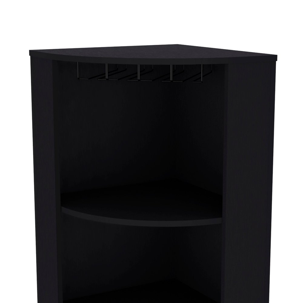 19" Black Wood Corner Bar Cabinet — view 4