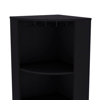 19" Black Wood Corner Bar Cabinet