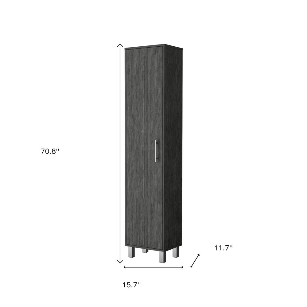 16" Gray Wood Accent Cabinet With Single Door — view 6