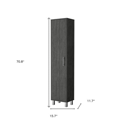 16" Gray Wood Accent Cabinet With Single Door