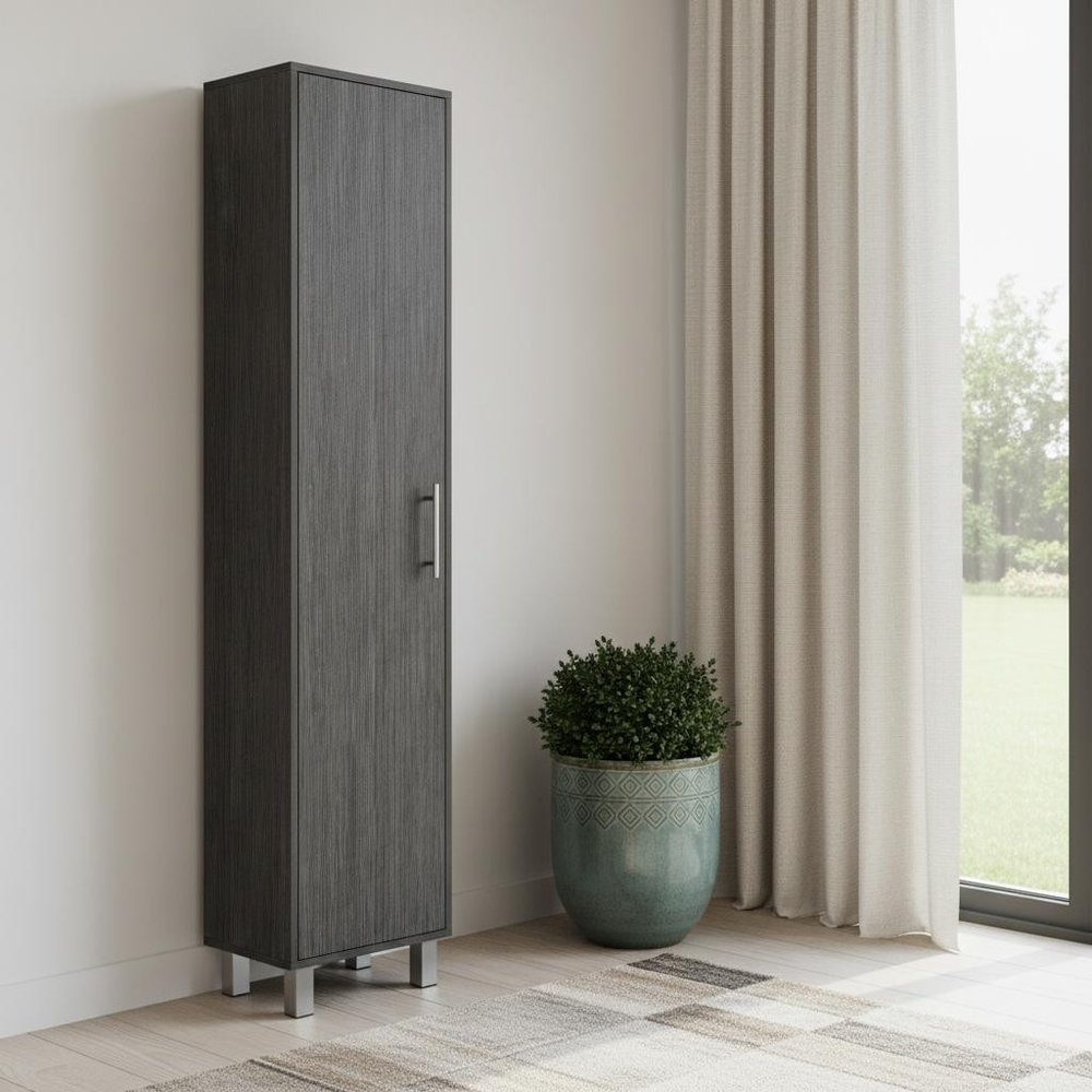 16" Gray Wood Accent Cabinet With Single Door — view 7