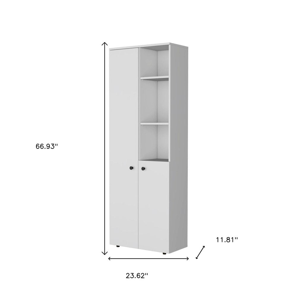 67" White Wood Two Door Pantry Or Storage Closet HomeRoots
