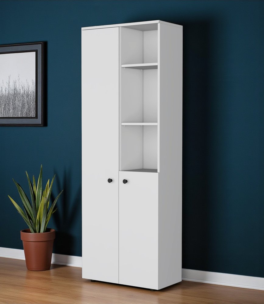 67" White Wood Two Door Pantry Or Storage Closet HomeRoots