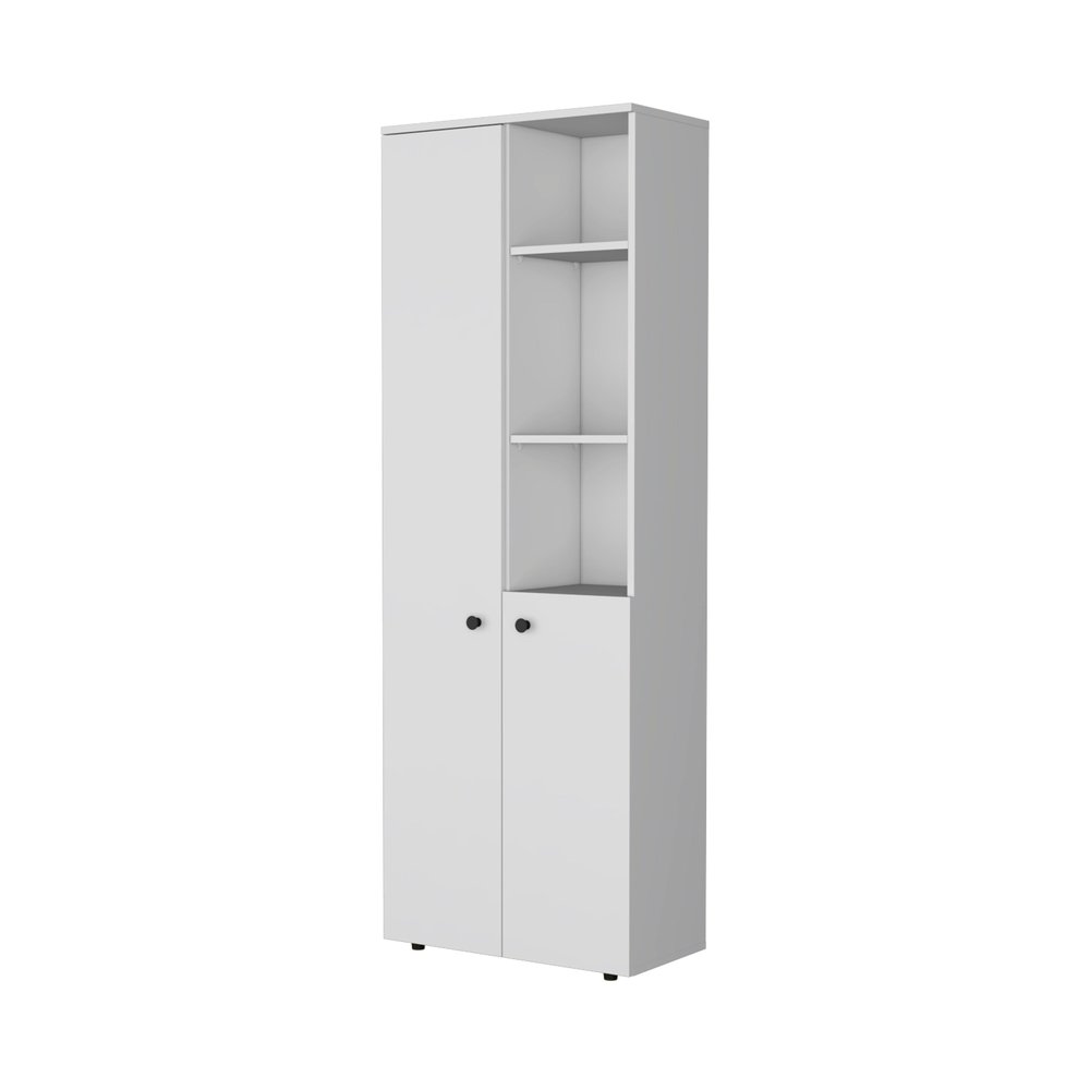 67" White Wood Two Door Pantry Or Storage Closet HomeRoots