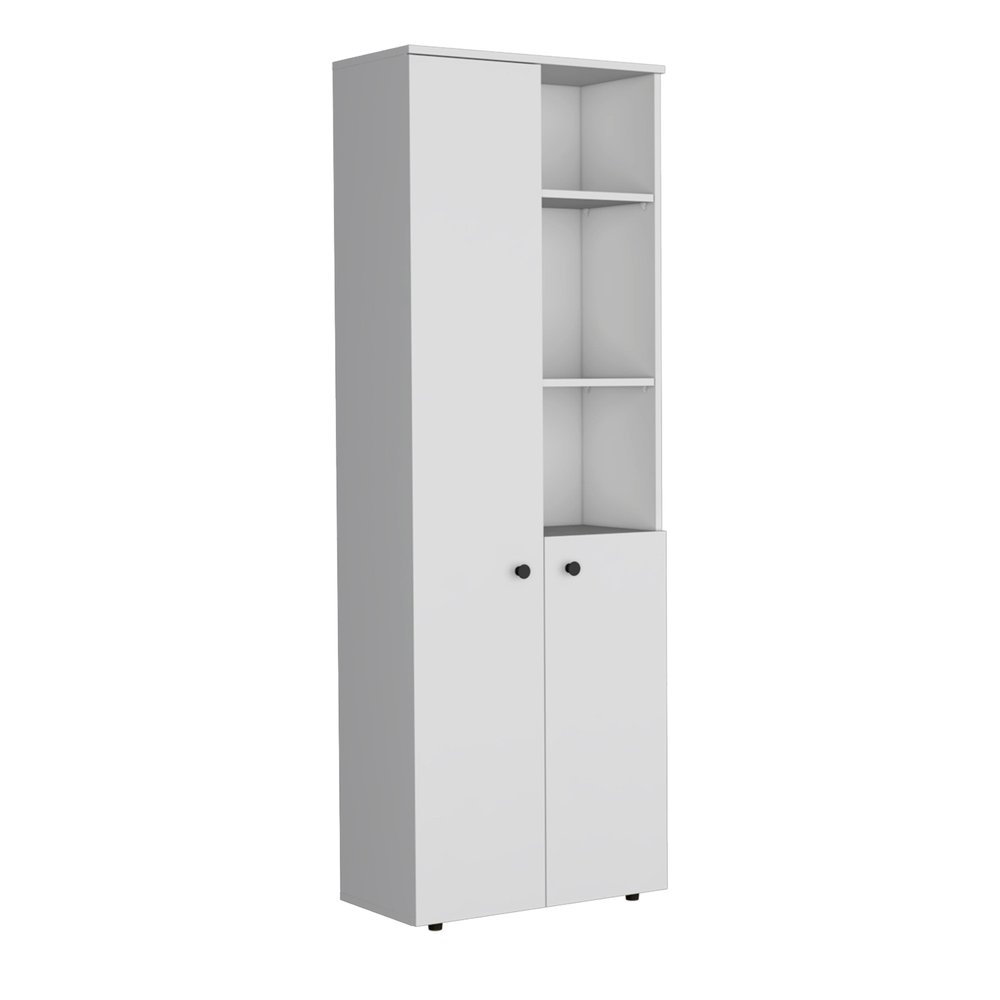 67" White Wood Two Door Pantry Or Storage Closet HomeRoots
