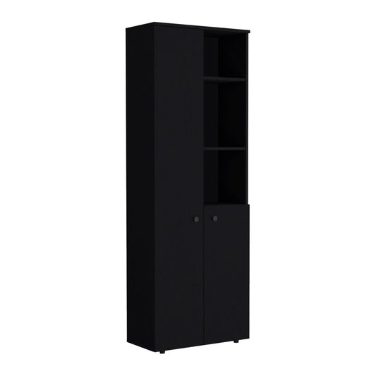 67" Black Wood Two Door Pantry Or Storage Closet HomeRoots