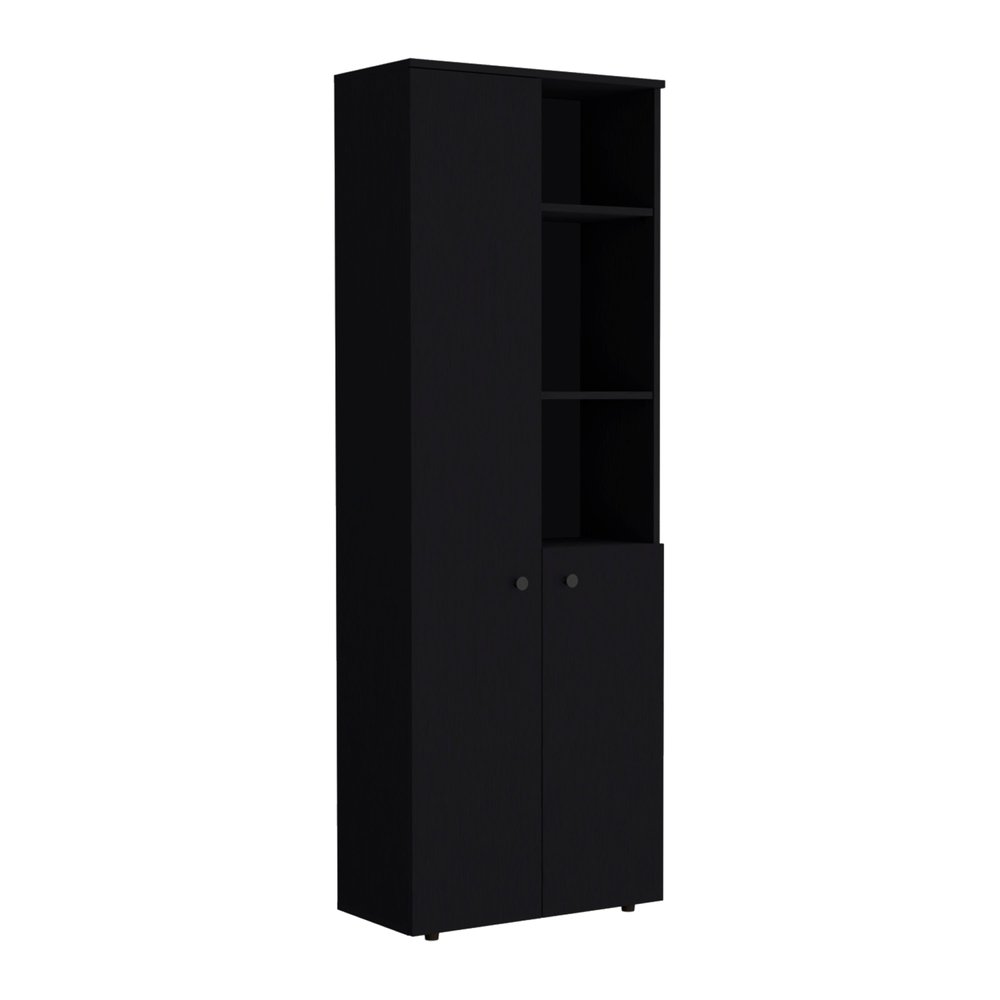 67" Black Wood Two Door Pantry Or Storage Closet HomeRoots