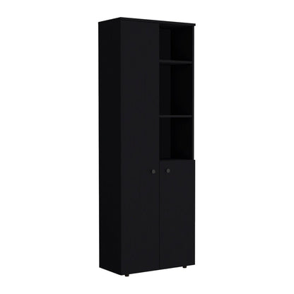 67" Black Wood Two Door Pantry Or Storage Closet HomeRoots
