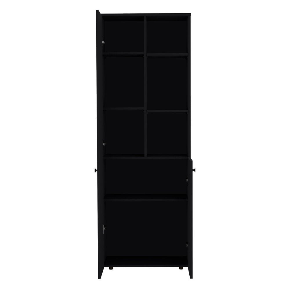 67" Black Wood Two Door Pantry Or Storage Closet HomeRoots