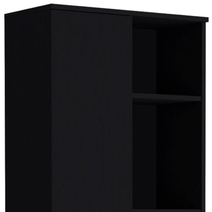 67" Black Wood Two Door Pantry Or Storage Closet HomeRoots