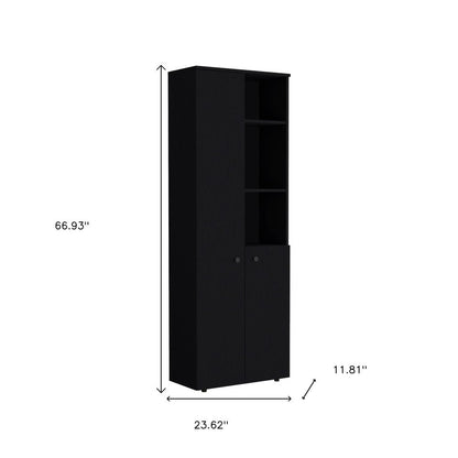 67" Black Wood Two Door Pantry Or Storage Closet HomeRoots