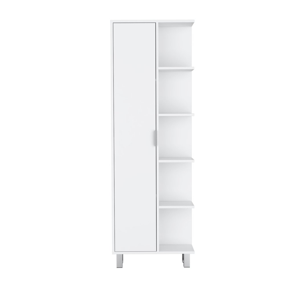 63" White Wood Single Door Pantry Or Storage Closet HomeRoots
