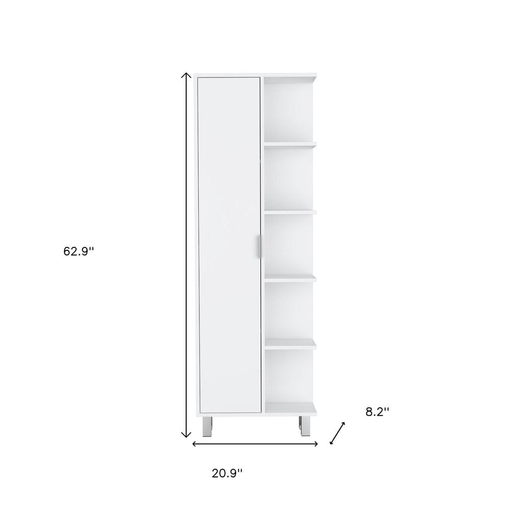 63" White Wood Single Door Pantry Or Storage Closet HomeRoots