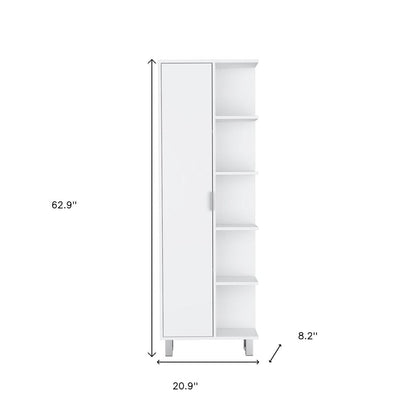 63" White Wood Single Door Pantry Or Storage Closet HomeRoots