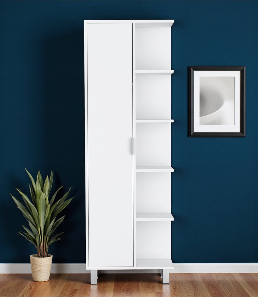 63" White Wood Single Door Pantry Or Storage Closet HomeRoots