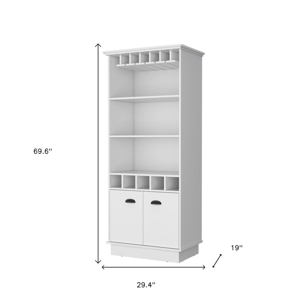 29" White Wood Bar Cabinet With Two Doors — view 5