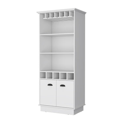 29" White Wood Bar Cabinet With Two Doors
