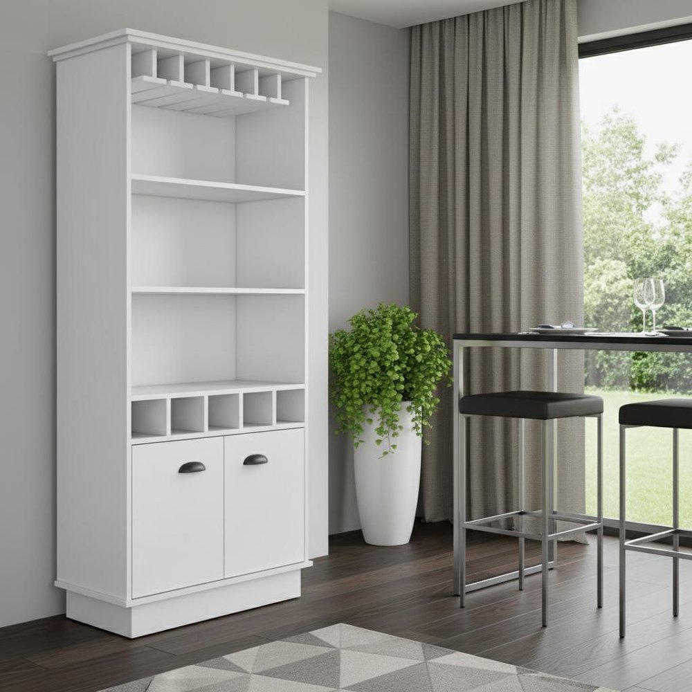 29" White Wood Bar Cabinet With Two Doors — view 6