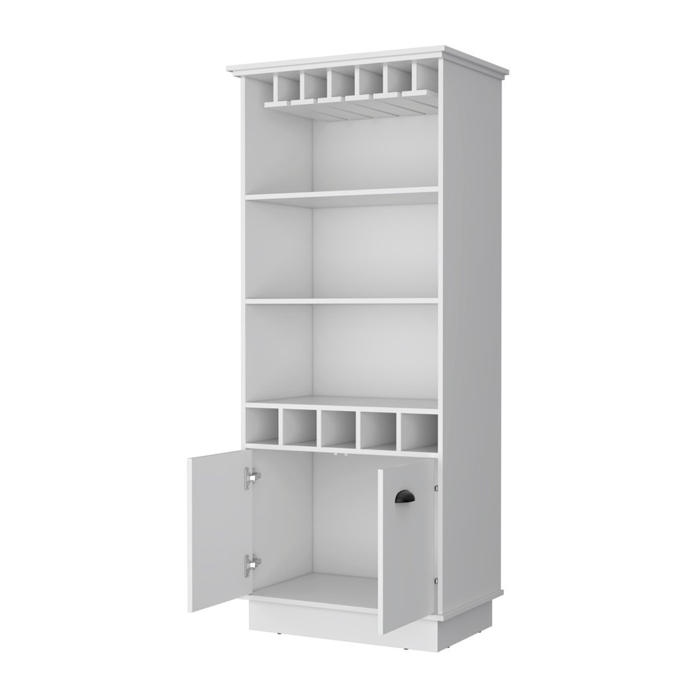 29" White Wood Bar Cabinet With Two Doors — view 2