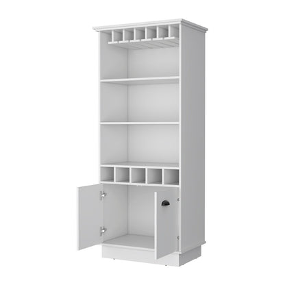 29" White Wood Bar Cabinet With Two Doors