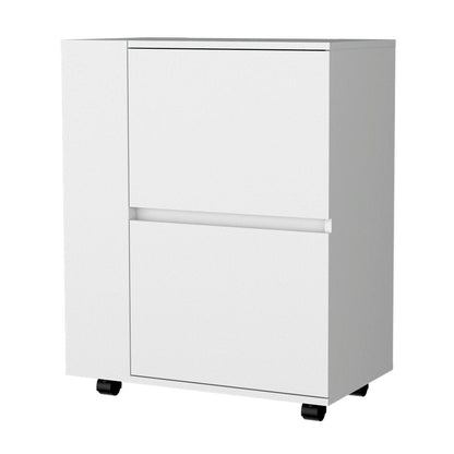 26" White Wood Rolling Bar Cart