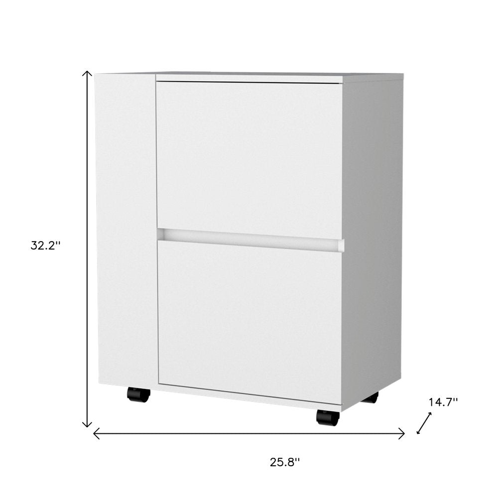 26" White Wood Rolling Bar Cart — view 5