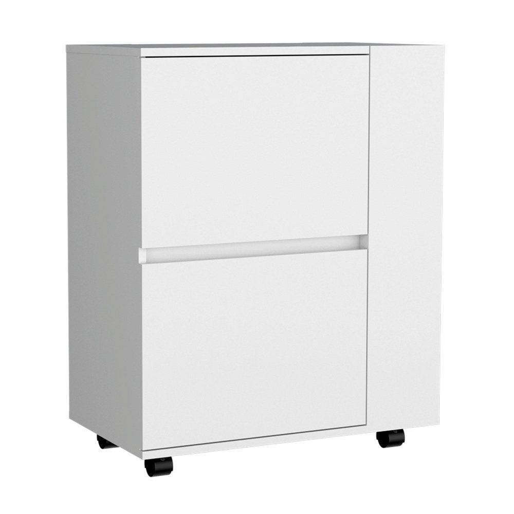 26" White Wood Rolling Bar Cart — view 4