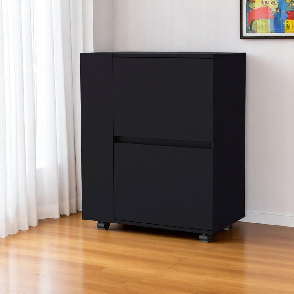 26" Black Wood Rolling Bar Cart — view 6