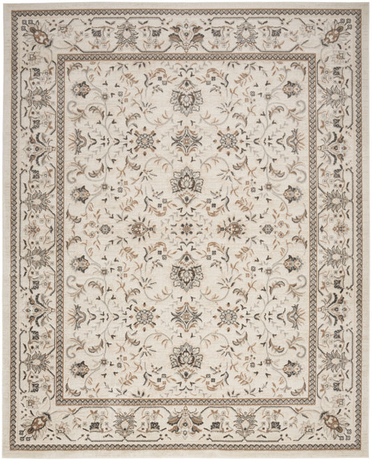 9' X 12' Cream Floral Distressed Area Rug - 108.0" (H) x 144.0" (W) x 0.35" (D)