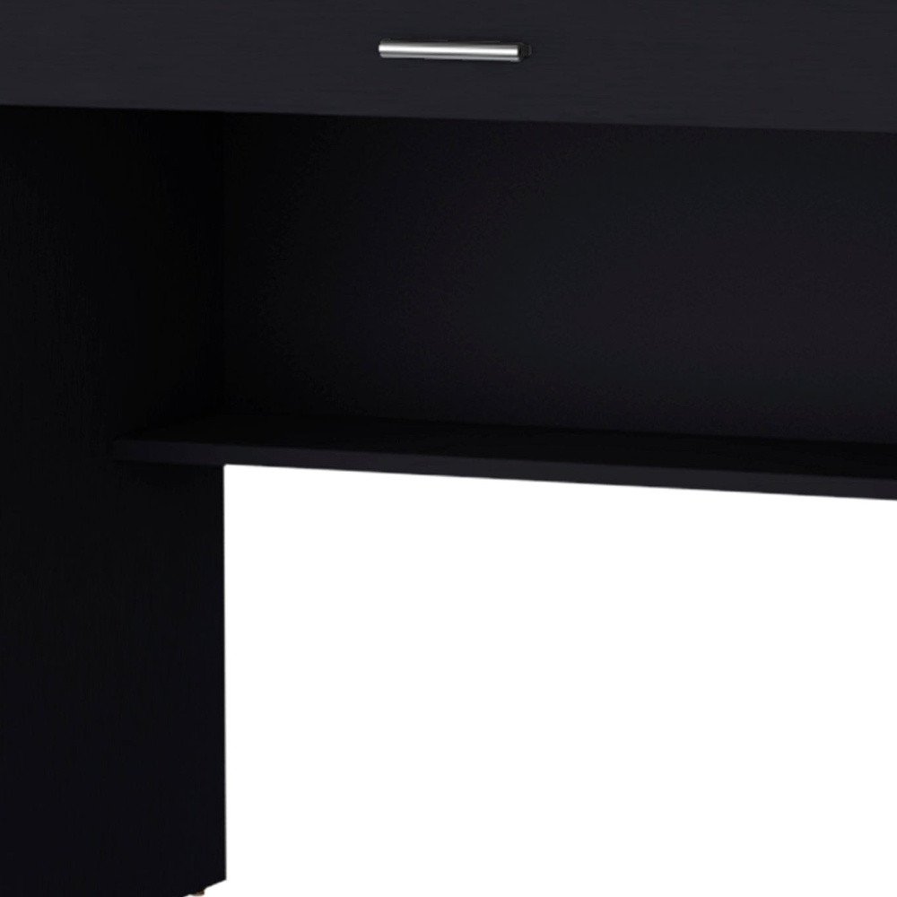 32" Black Wood Writing Desk — view 4