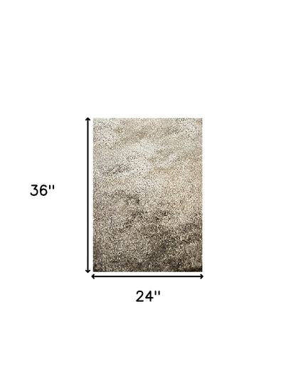 2' X 3' Brown Shag Hand Tufted Area Rug - 45.0" (L) x 66.0" (W) x 0.8" (H)