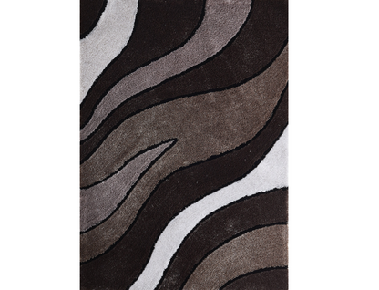 2' X 3' Brown and White Shag Hand Tufted Area Rug - 48.0" (L) x 72.0" (W) x 0.25" (H)