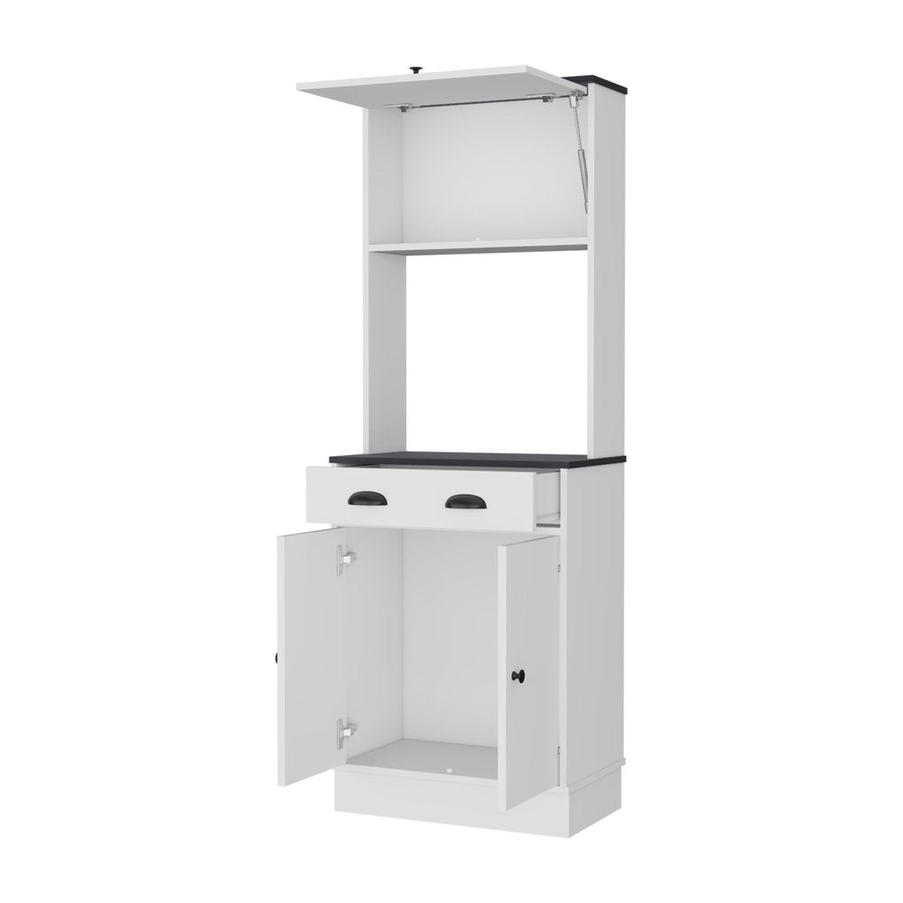 66" Black And White Wood Pantry Or Storage Closet HomeRoots