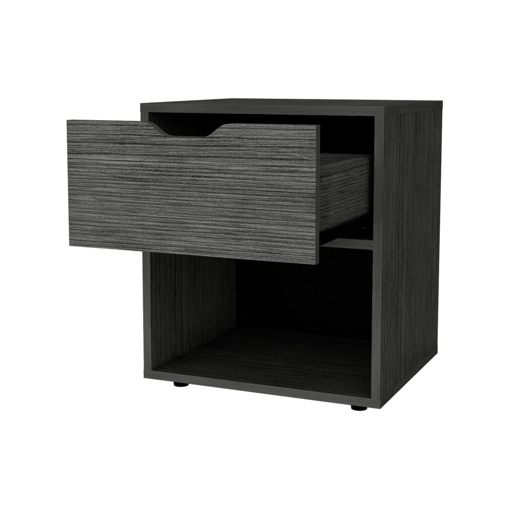 20" Gray Wood One Drawer Nightstand — view 2
