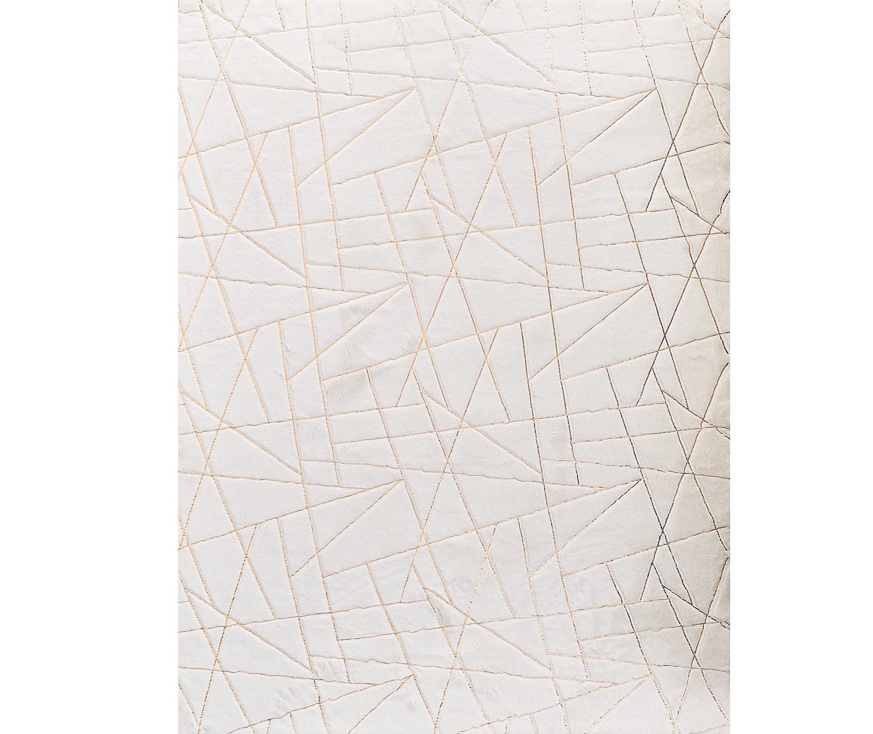 3' X 5' White and Gold Faux Fur Abstract Shag Non Skid Area Rug - 94.0" (L) x 114.0" (W) x 0.28" (H) FurniFindUSA