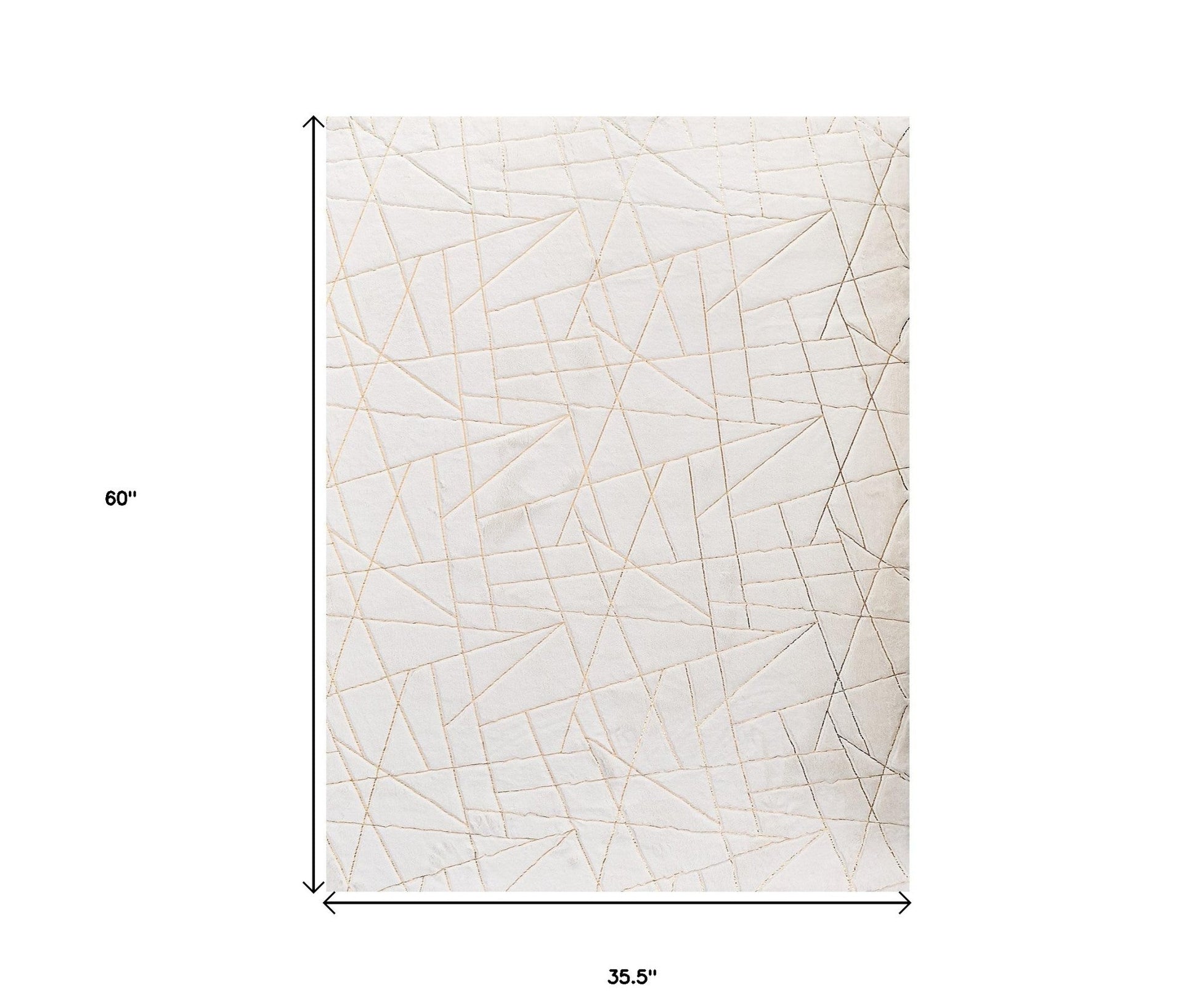 3' X 5' White and Gold Faux Fur Abstract Shag Non Skid Area Rug - 94.0" (L) x 114.0" (W) x 0.28" (H) FurniFindUSA