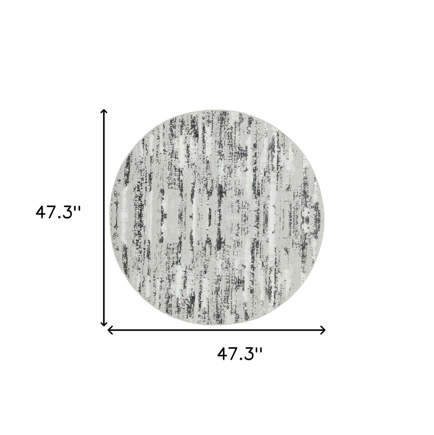 4' Black and Off White Round Abstract Washable Non Skid Area Rug - 94.88" (L) x 94.88" (W) x 0.43" (H) FurniFindUSA