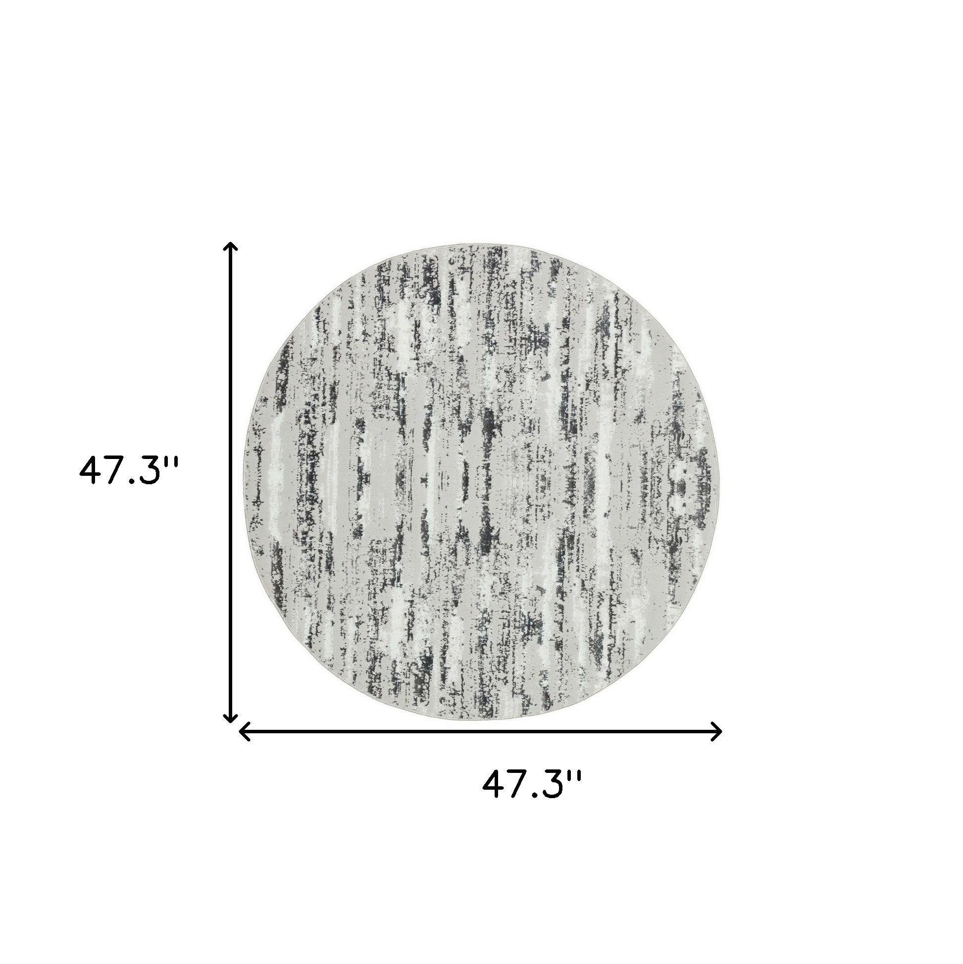 4' Black and Off White Round Abstract Washable Non Skid Area Rug - 94.88" (L) x 94.88" (W) x 0.43" (H) FurniFindUSA