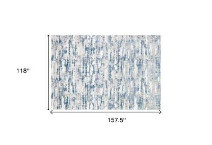 10' X 13' Blue and Ivory Abstract Washable Non Skid Area Rug - 26.0" (L) x 36.0" (W) x 0.39" (H)