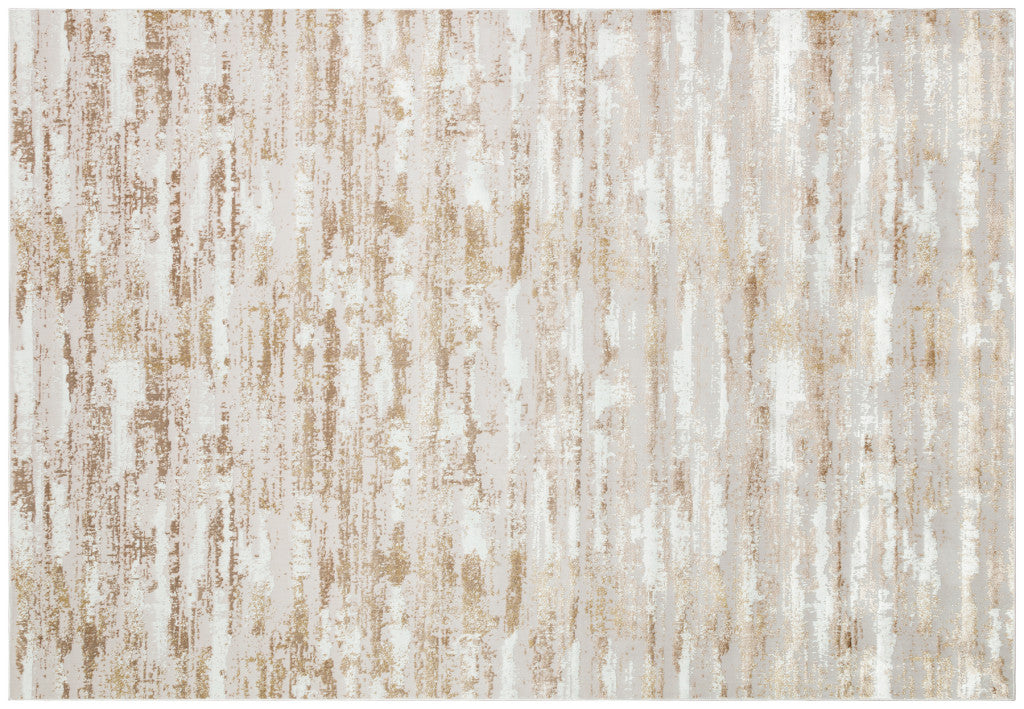 4' X 6' Gold and Ivory Abstract Washable Non Skid Area Rug - 48.0" (H) x 72.0" (W) x 0.2" (D)