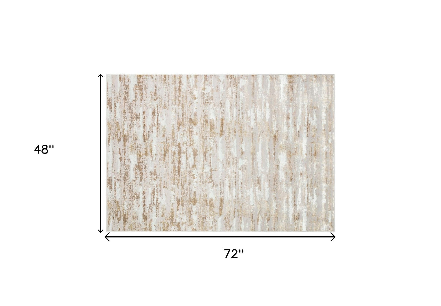 4' X 6' Gold and Ivory Abstract Washable Non Skid Area Rug - 48.0" (H) x 72.0" (W) x 0.2" (D)