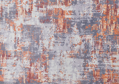 2' X 3' Gray and Brown Abstract Shag Printed Washable Non Skid Area Rug - 63.0" (L) x 63.0" (W) x 0.5" (H)