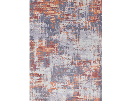 2' X 3' Gray and Brown Abstract Shag Printed Washable Non Skid Area Rug - 63.0" (L) x 63.0" (W) x 0.5" (H)