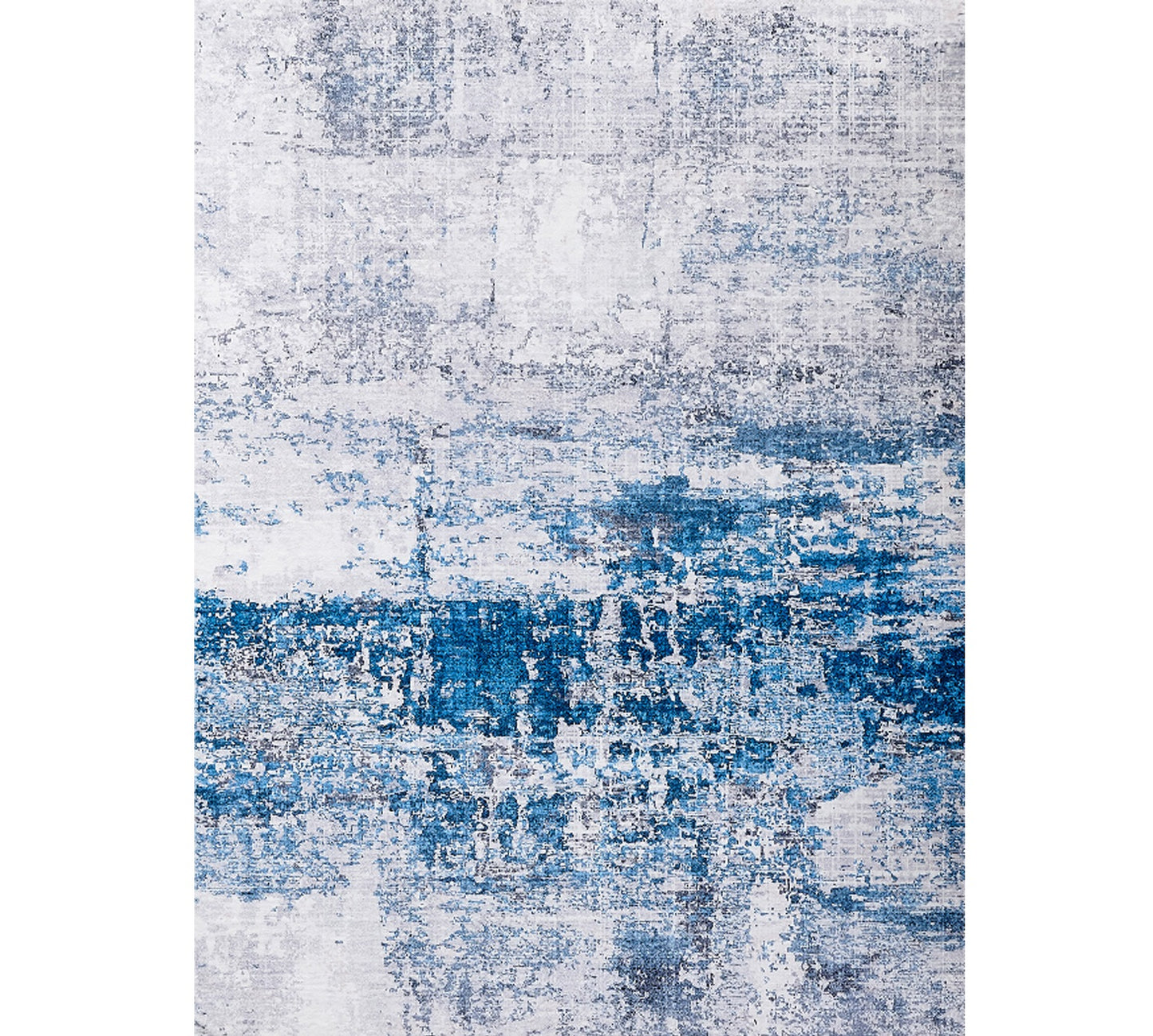 2' X 3' Gray and Blue Abstract Shag Printed Washable Non Skid Area Rug - 63.0" (L) x 63.0" (W) x 1.0" (H)