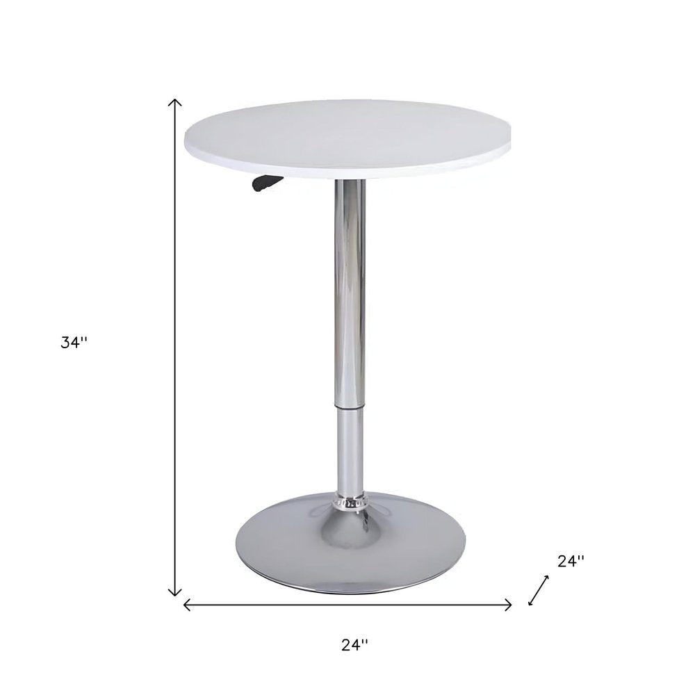 24" White and Silver Rounded Wood and Iron Bar Table HomeRoots