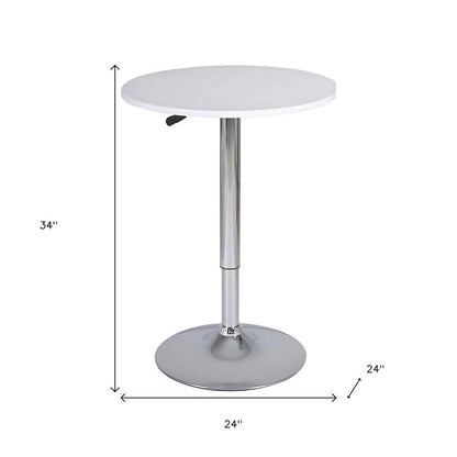 24" White and Silver Rounded Wood and Iron Bar Table HomeRoots